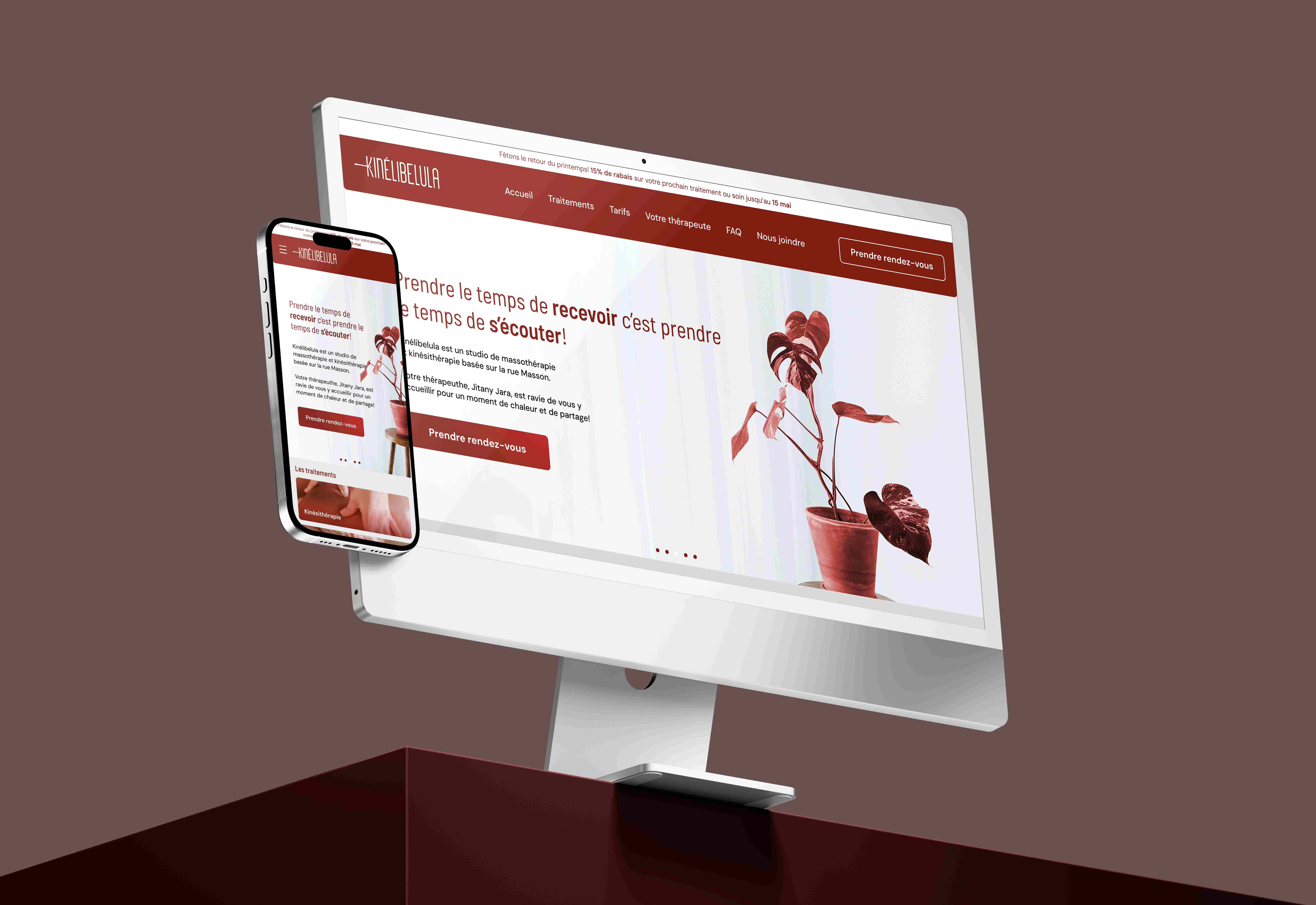Mockup du site internet Kinélibelula